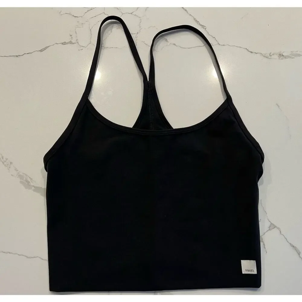 Vuori AllTheFeels Tank Top 2.0 Black Bliss Blend Racerback Women's Size S